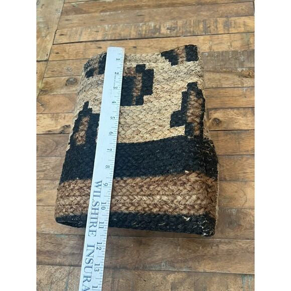 Unbranded Jute Tote Bag Large 20" Double Strap Shoulder Brown Striped 100% Jute - Picture 9 of 11